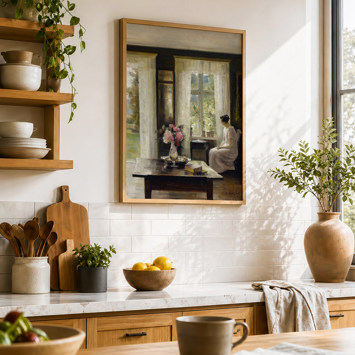Woman by a Sunlit Window Art Print – Vintage Interior Wall Art – 00-01 — artwork preview 23
