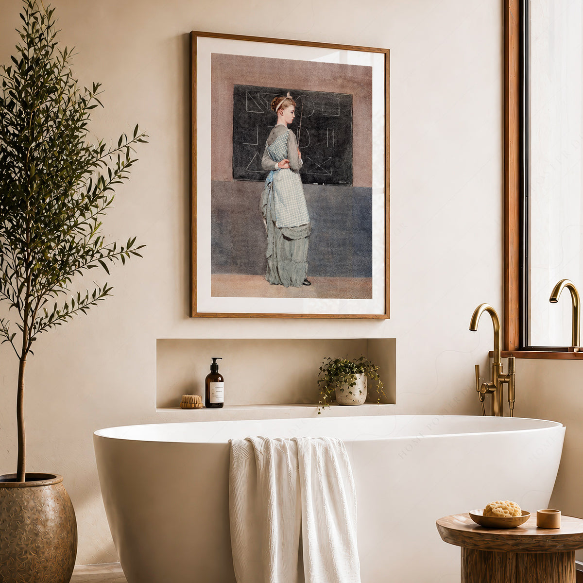 Winslow Homer Woman at a Blackboard Art Print — artwork preview 22