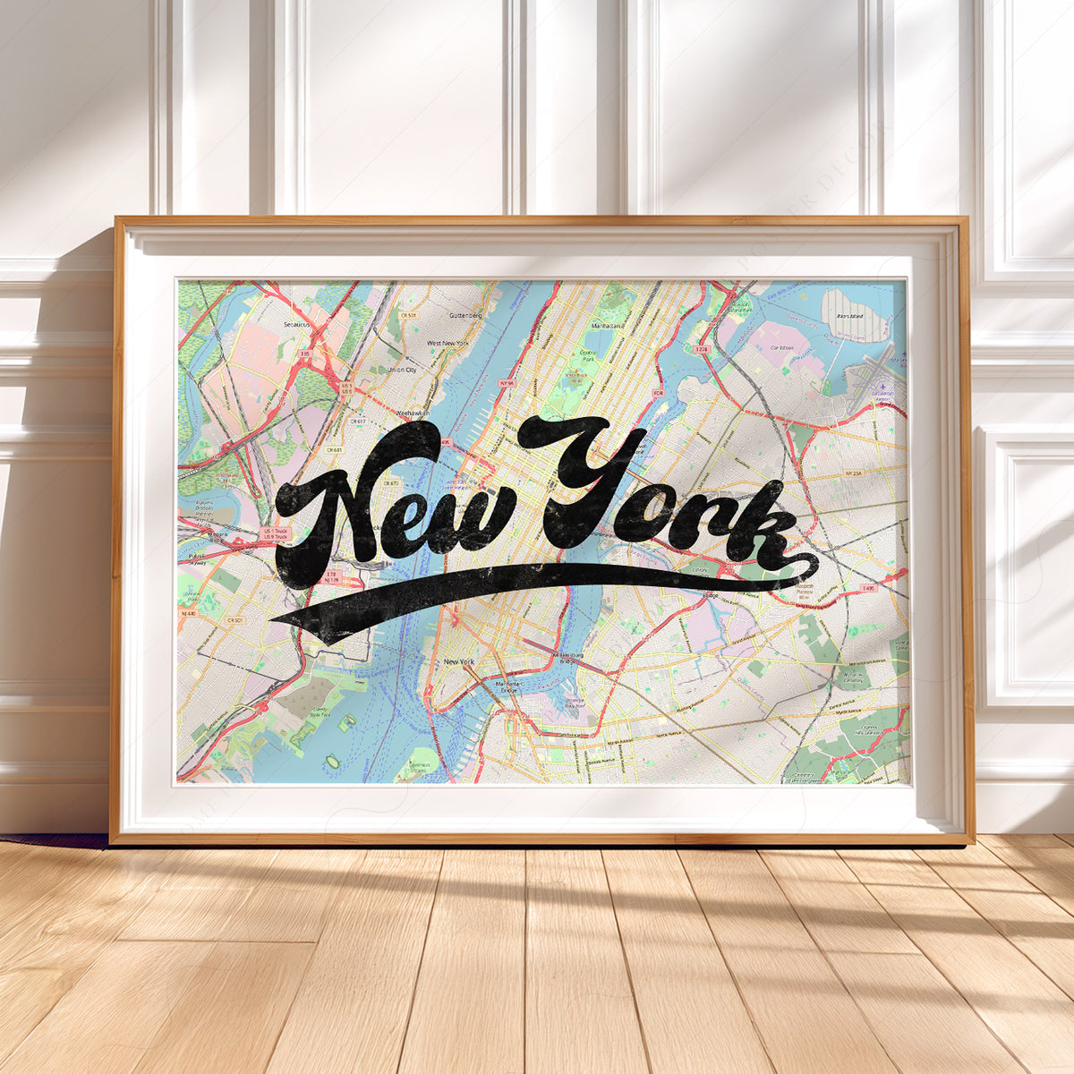 New York Script Map Art Print — artwork preview 5