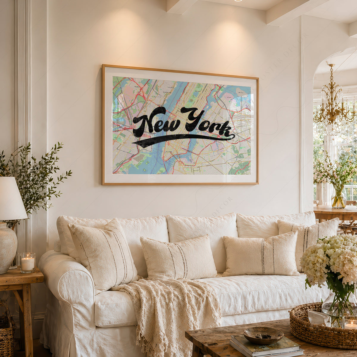 New York Script Map Art Print — artwork preview 6