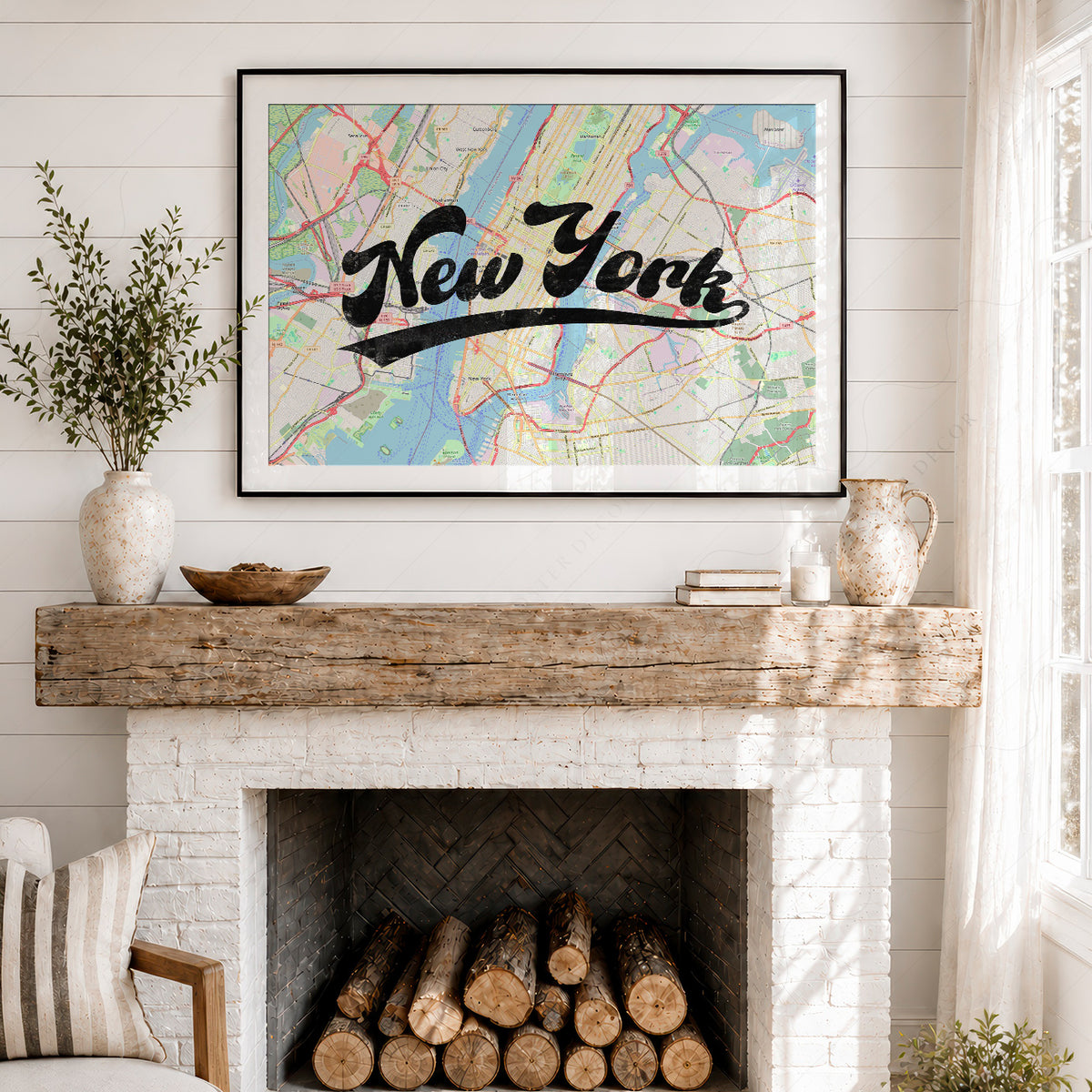 New York Script Map Art Print — artwork preview 18