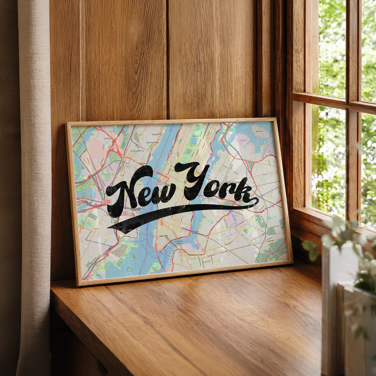 New York Script Map Art Print — artwork preview 22