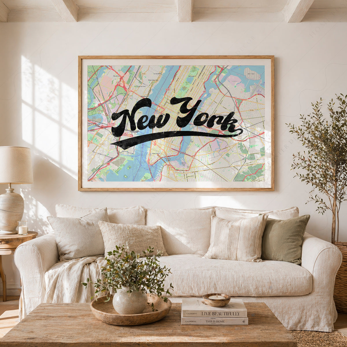 New York Script Map Art Print — artwork preview 23