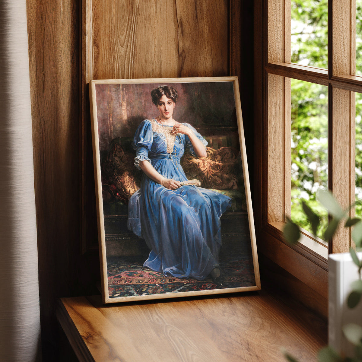 Portrait of a Woman in Blue Art Print — artwork preview 7
