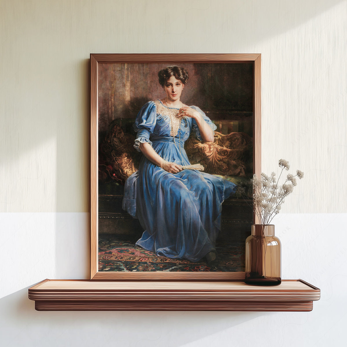 Portrait of a Woman in Blue Art Print — artwork preview 18