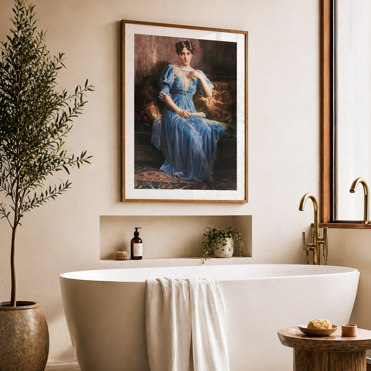 Portrait of a Woman in Blue Art Print — artwork preview 22
