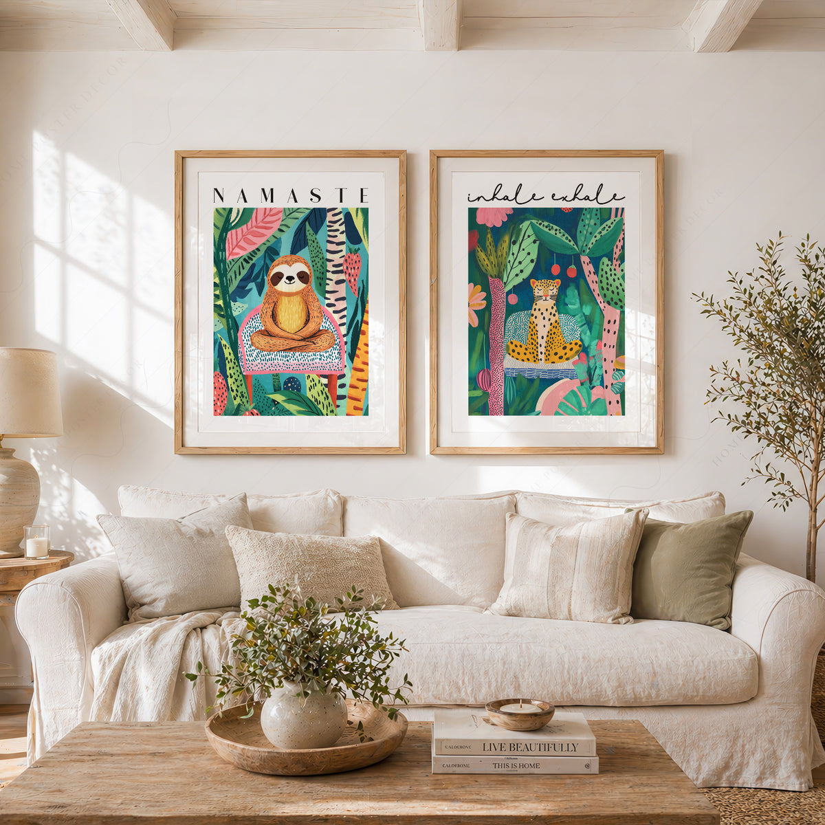 Namaste Colourful Illustration Pair – Set of 2 Art Prints — artwork preview 11