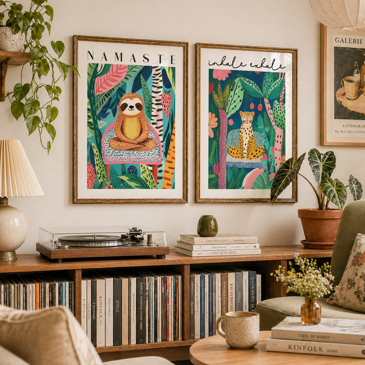 Namaste Colourful Illustration Pair – Set of 2 Art Prints — artwork preview 23