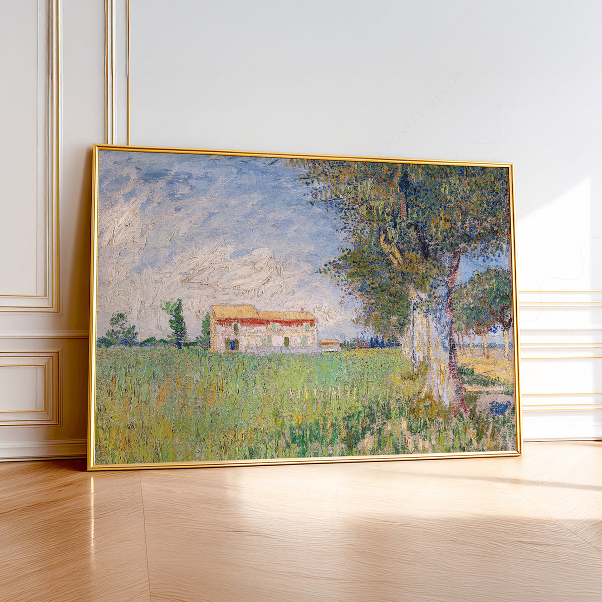 Vincent van Gogh Farmhouse in a Wheatfield Art Print — artwork preview 1