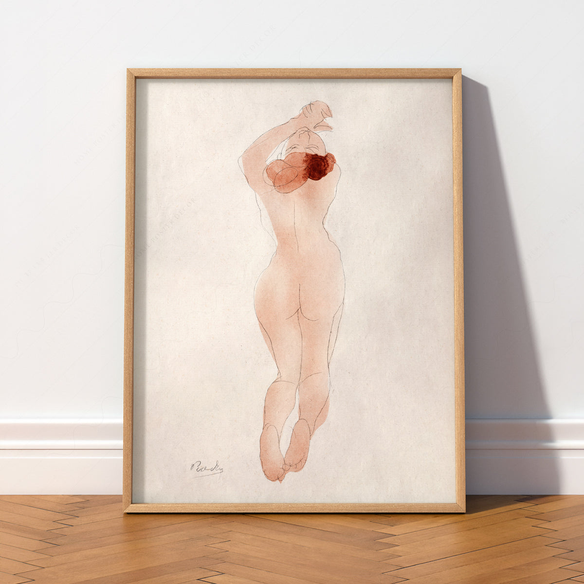 Auguste Rodin Female Nude Study Art Print – Classic Watercolor Poster — artwork preview 2