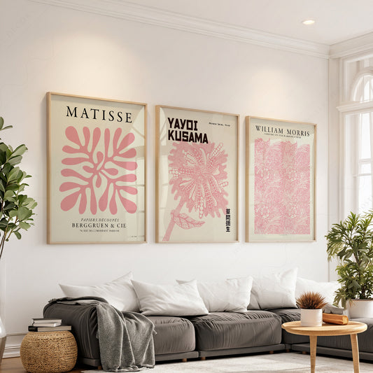 Matisse Morris Kusama Set of 3 Pink Art Prints – Gallery Wall Decor — artwork preview 1