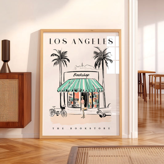 Los Angeles Bookstore Print – California Travel Poster Wall Art — artwork preview 5