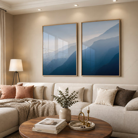 Misty Mountain Layers Photography Set of 2 Prints – Blue Landscape Wall Art – 14-03 — artwork preview 12