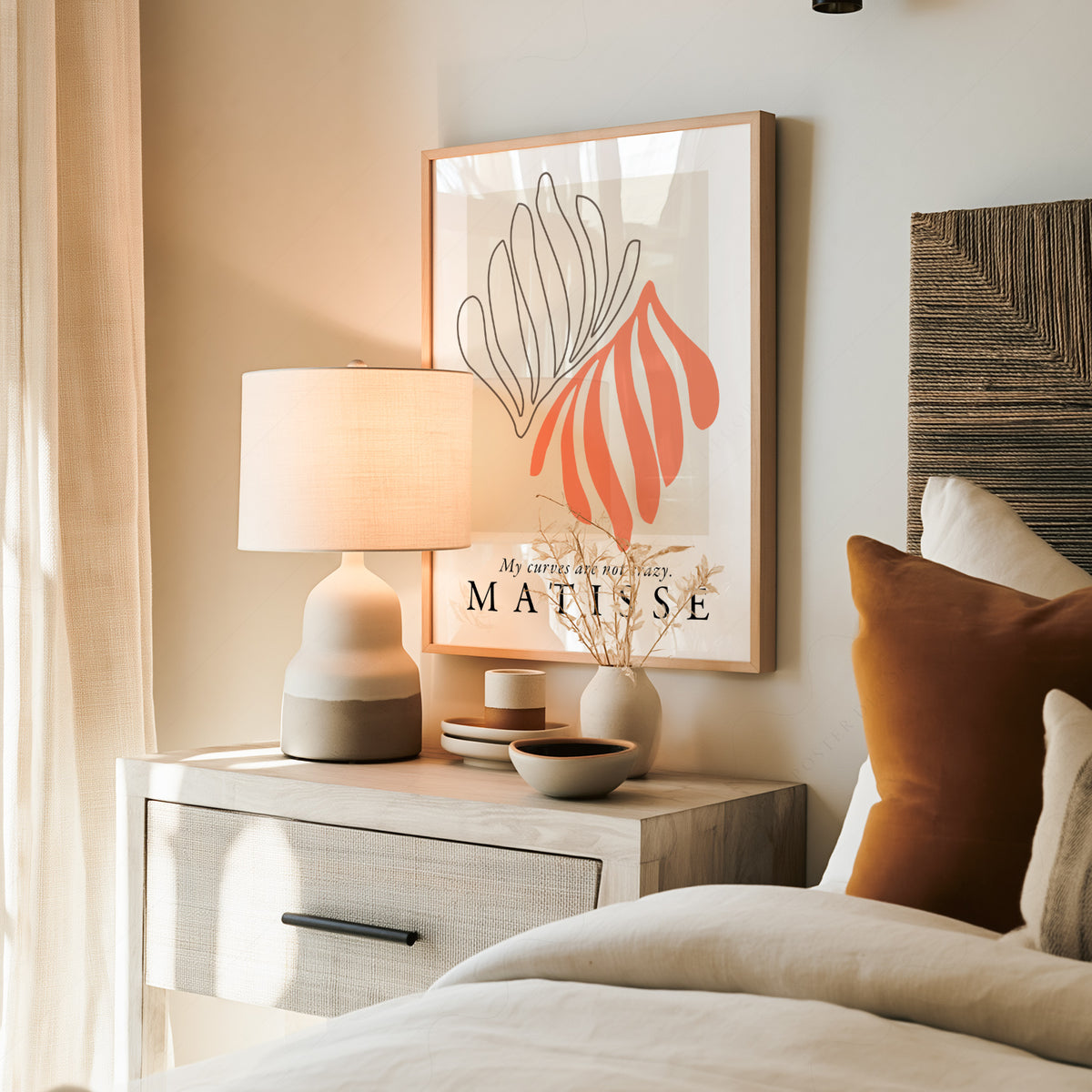 Henri Matisse Coral and Black Flowing Leaves Art Print — artwork preview 19