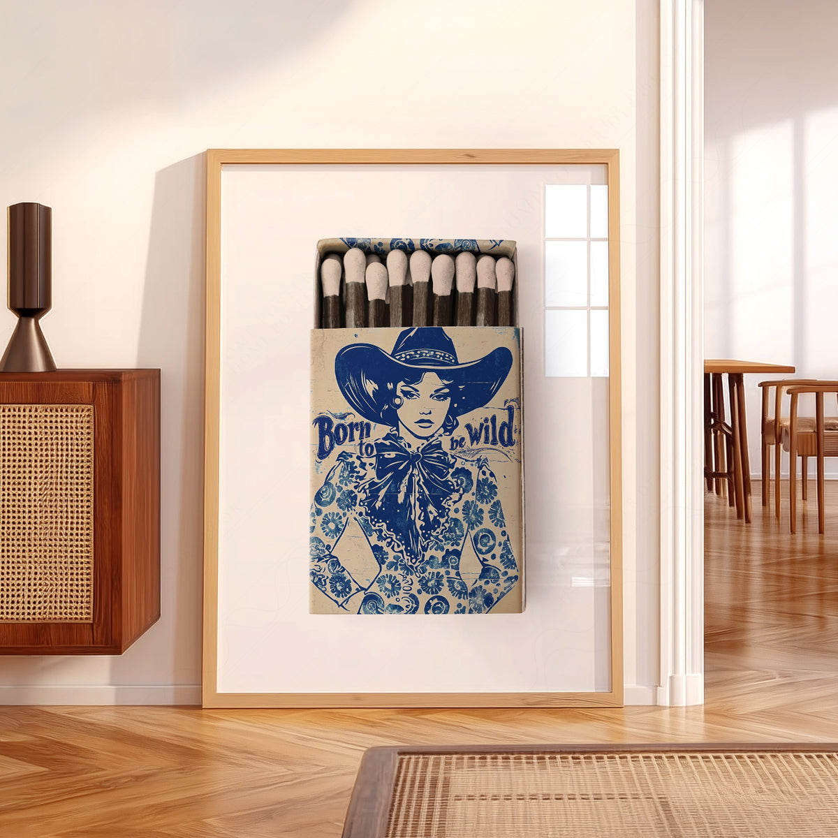 Born to Be Wild Blue Cowboy Matchbox Art Print — artwork preview 5