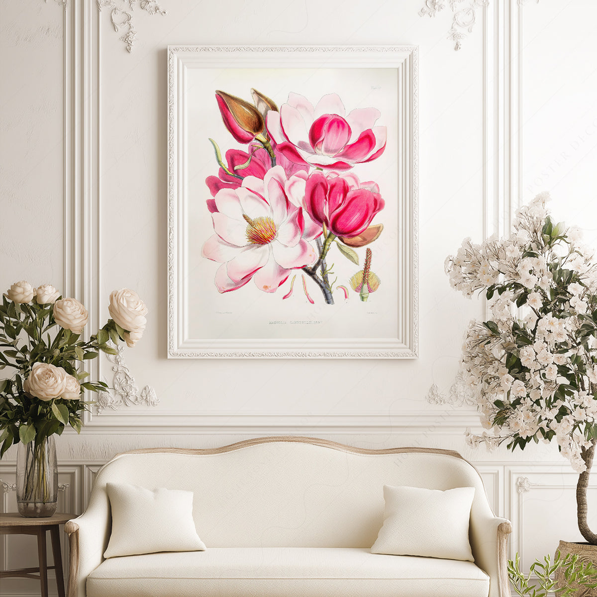 Vintage Magnolia Botanical Print – Pink Floral Wall Art Poster – 04-06 — artwork preview 17