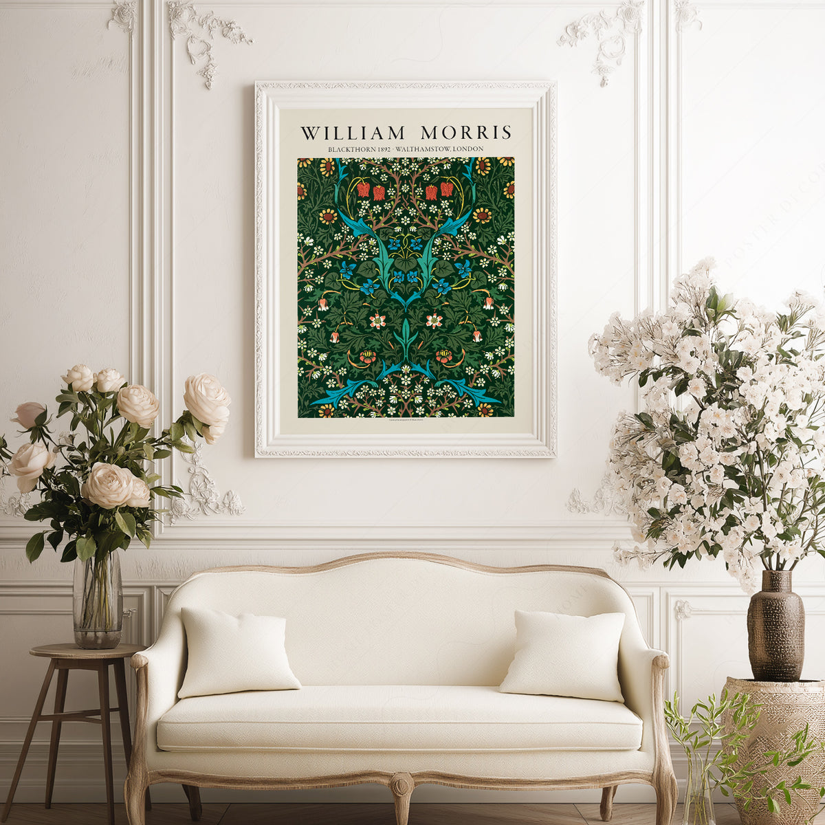 William Morris Blackthorn Deep Green Floral Pattern Art Print — artwork preview 17