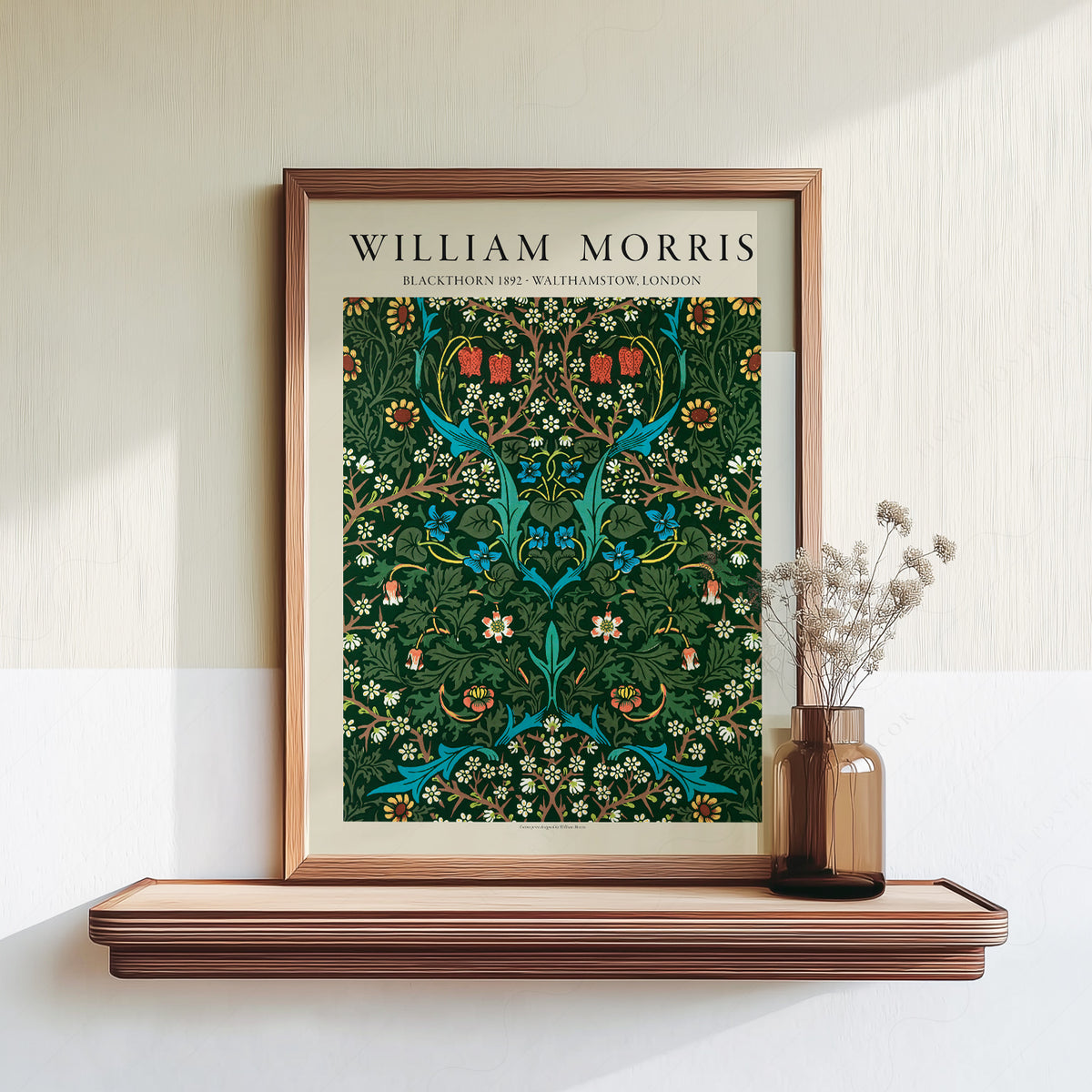 William Morris Blackthorn Deep Green Floral Pattern Art Print — artwork preview 18