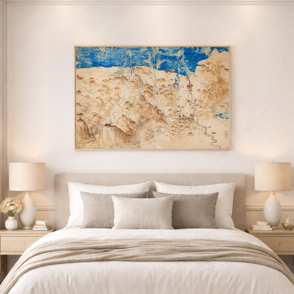 Leonardo da Vinci Bird's-Eye View of Western Tuscany Art Print — artwork preview 17