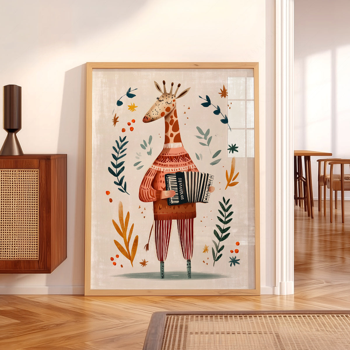 Musical Giraffe Accordion Art Print – Whimsical Nursery Wall Decor – 67-01 — artwork preview 5