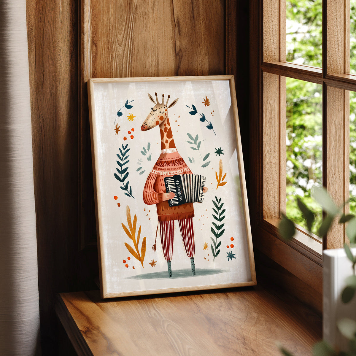 Musical Giraffe Accordion Art Print – Whimsical Nursery Wall Decor – 67-01 — artwork preview 7