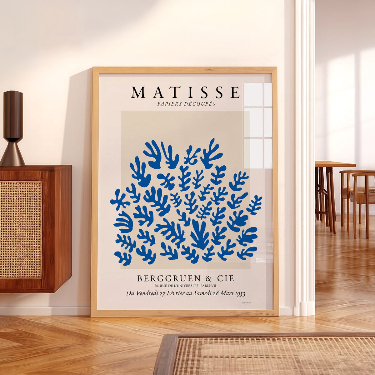 Henri Matisse Blue Cut-Out Leaf Pattern Art Print — artwork preview 5