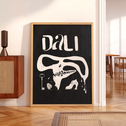 Salvador Dali Black and White Exhibition Poster Art Print — artwork preview 5