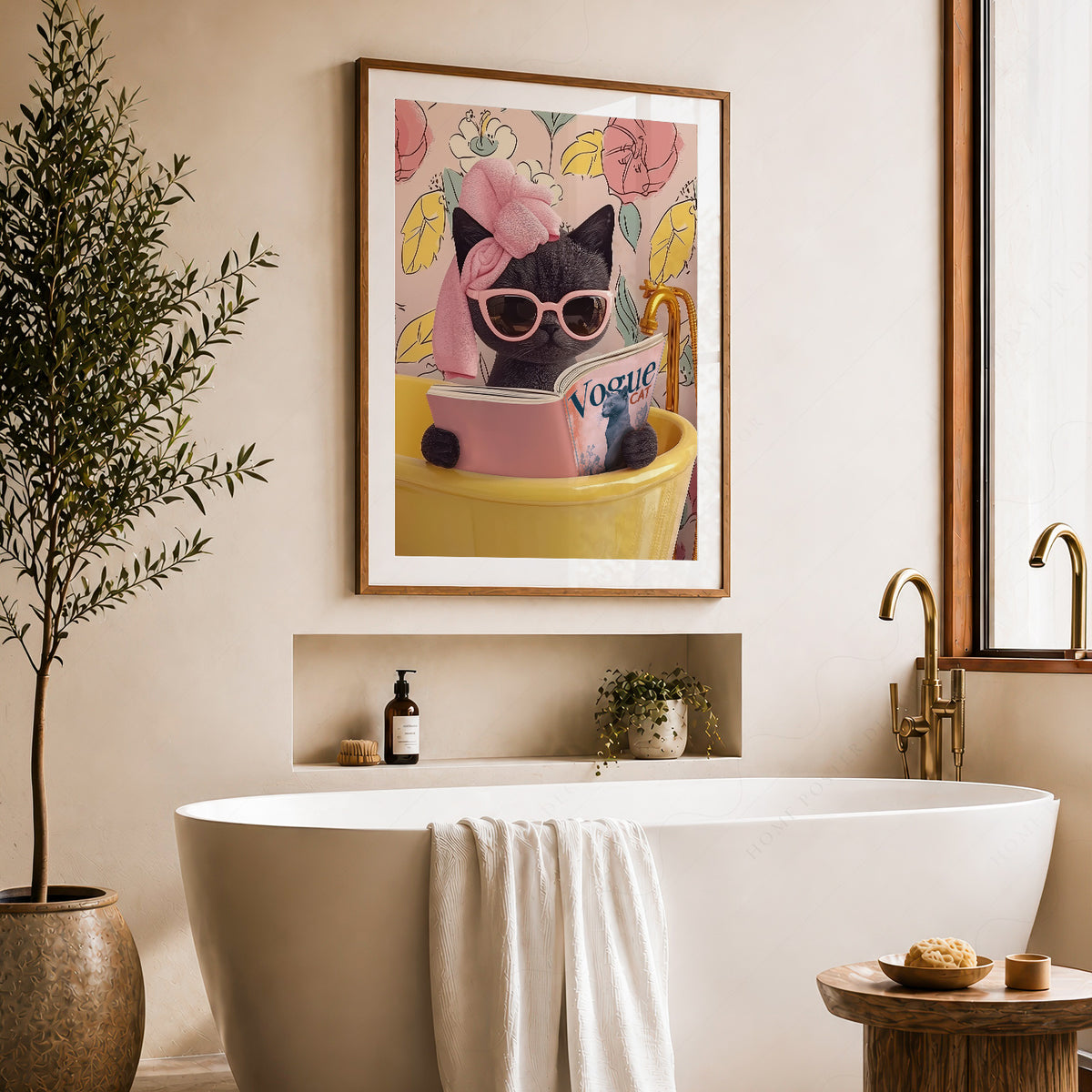 Funny Black Cat Bathroom Print – Cat Reading Magazine Wall Art Poster – 61-12 — artwork preview 22