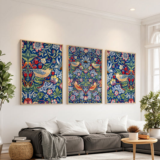 William Morris Strawberry Thief Set of 3 Prints – Arts & Crafts Wall Art — artwork preview 1