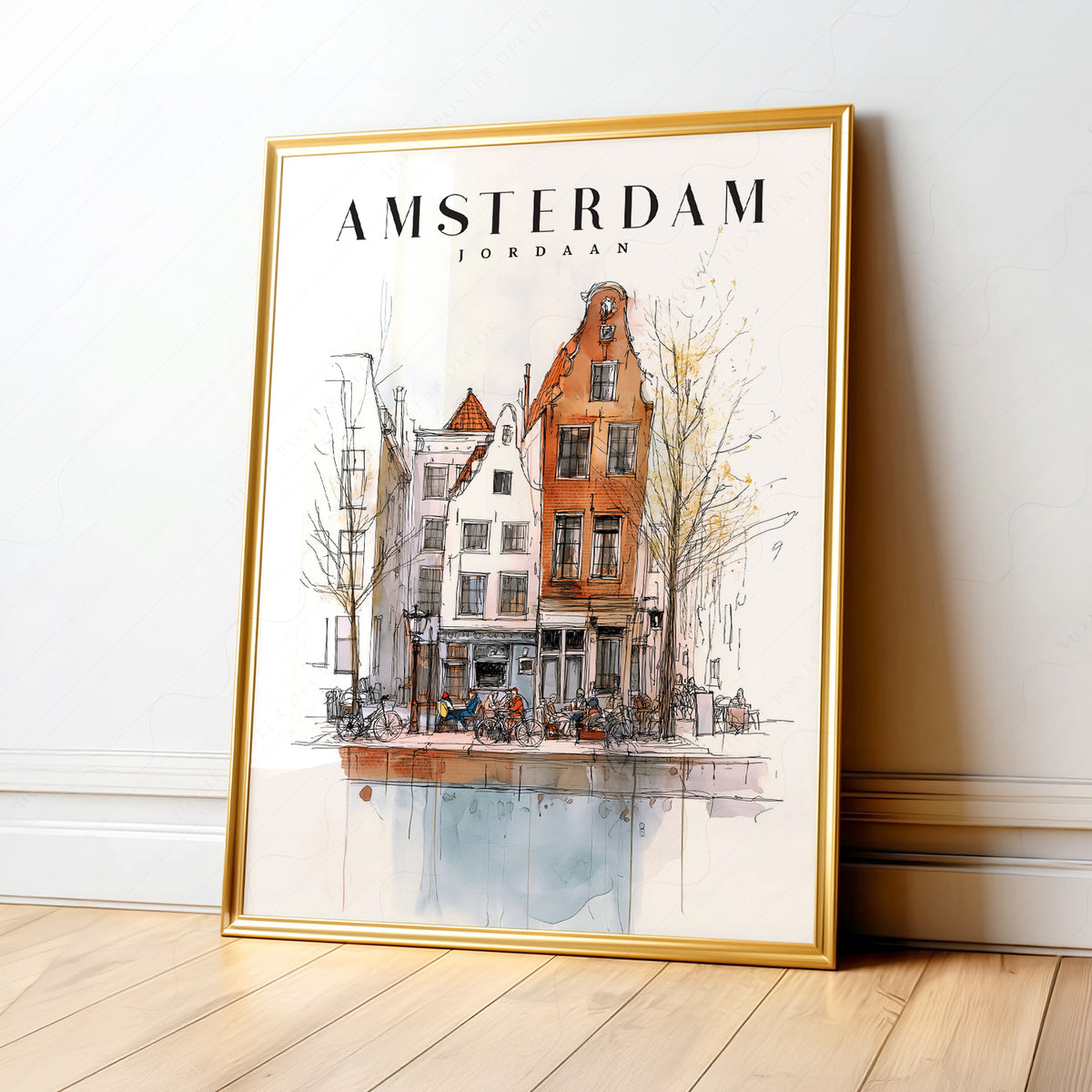 Amsterdam Jordaan Neighborhood Art Print – Dutch Travel Poster Wall Art — artwork preview 1