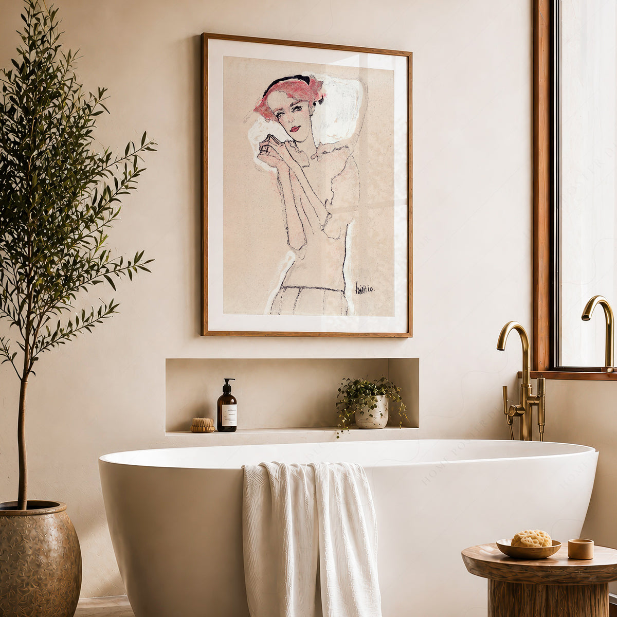 Egon Schiele Portrait of a Woman 1910 Art Print – Vintage Drawing Poster — artwork preview 22