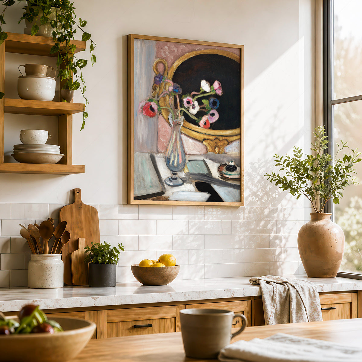 Henri Matisse Anemones and Black Mirror Art Print — artwork preview 23