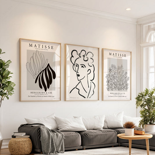 Henri Matisse Gallery Wall Set of 3 Prints – Mid Century Modern Wall Art — artwork preview 1
