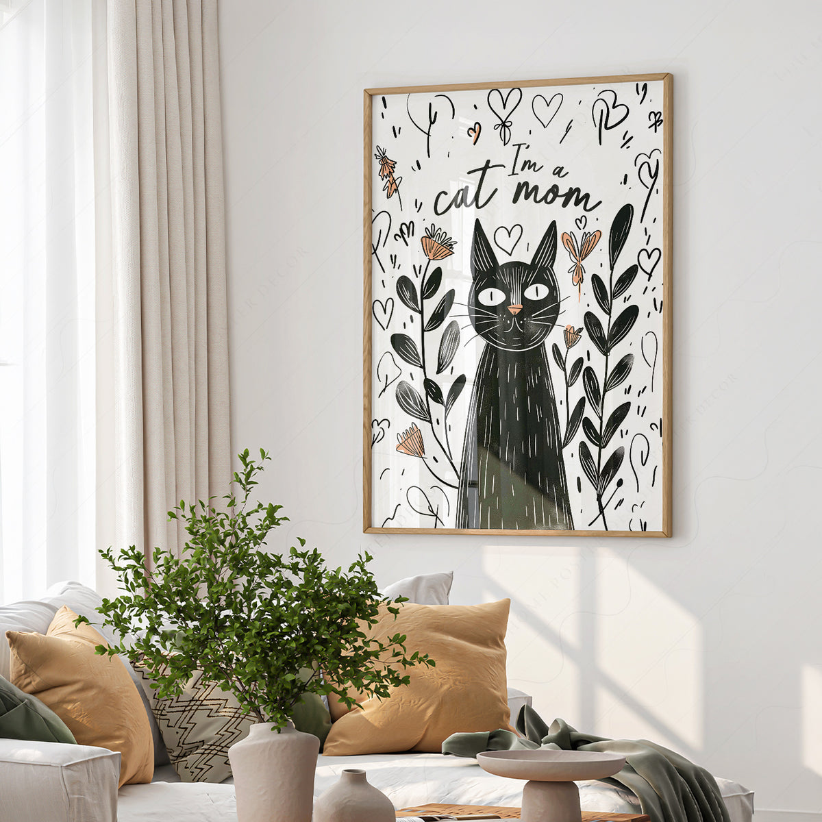 I'm a Cat Mom Print – Funny Black Cat Poster Wall Art for Cat Lovers – 58-04 — artwork preview 6