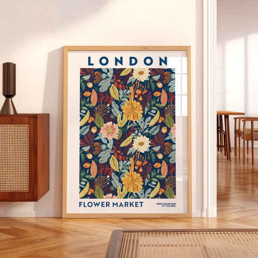 London Flower Market Print – Botanical Wall Art Autumn Floral Poster — artwork preview 5