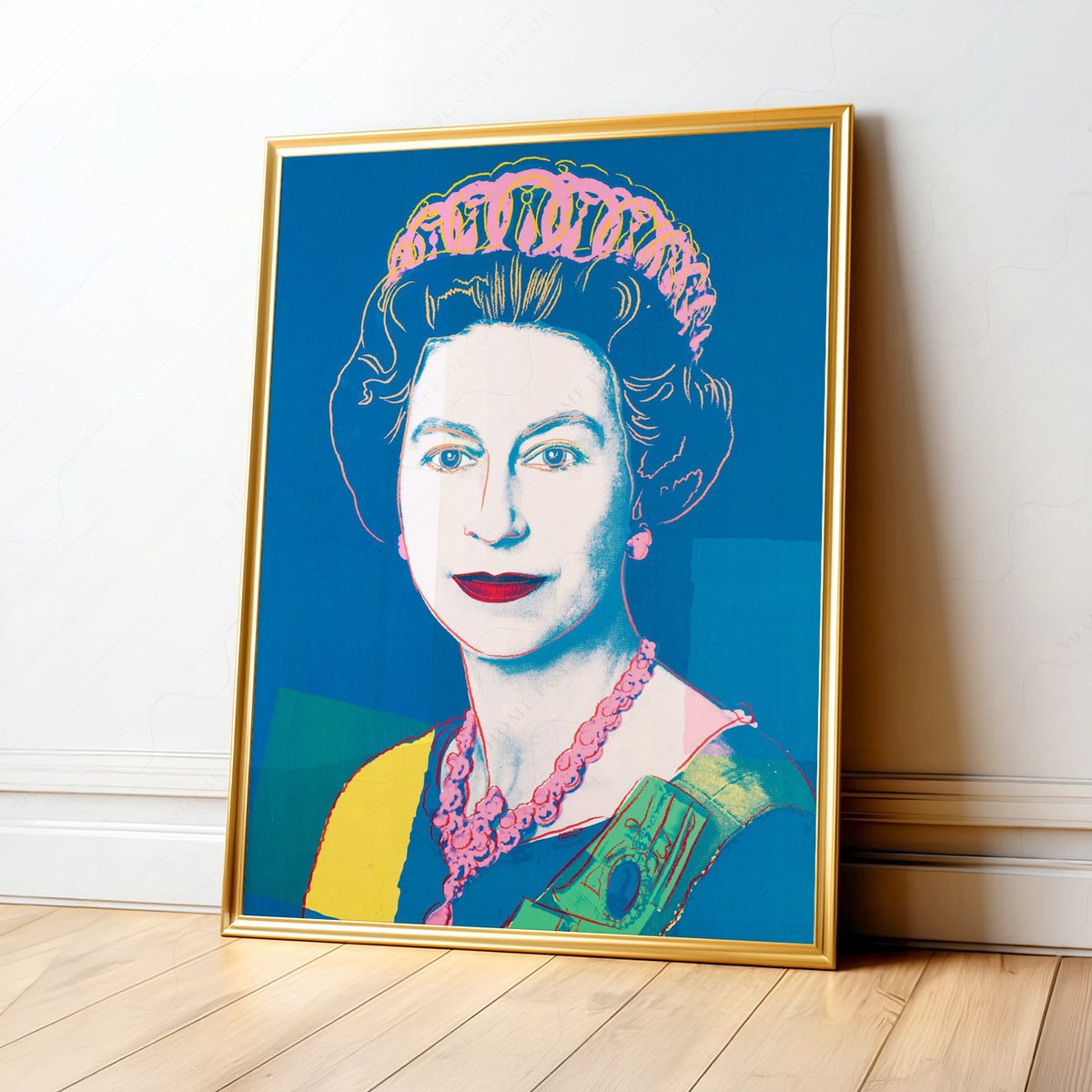 Andy Warhol Queen Portrait in Blue and Yellow Art Print — artwork preview 1