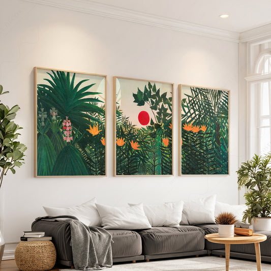Henri Rousseau Jungle Set of 3 Prints – Tropical Forest Wall Art Decor — artwork preview 1