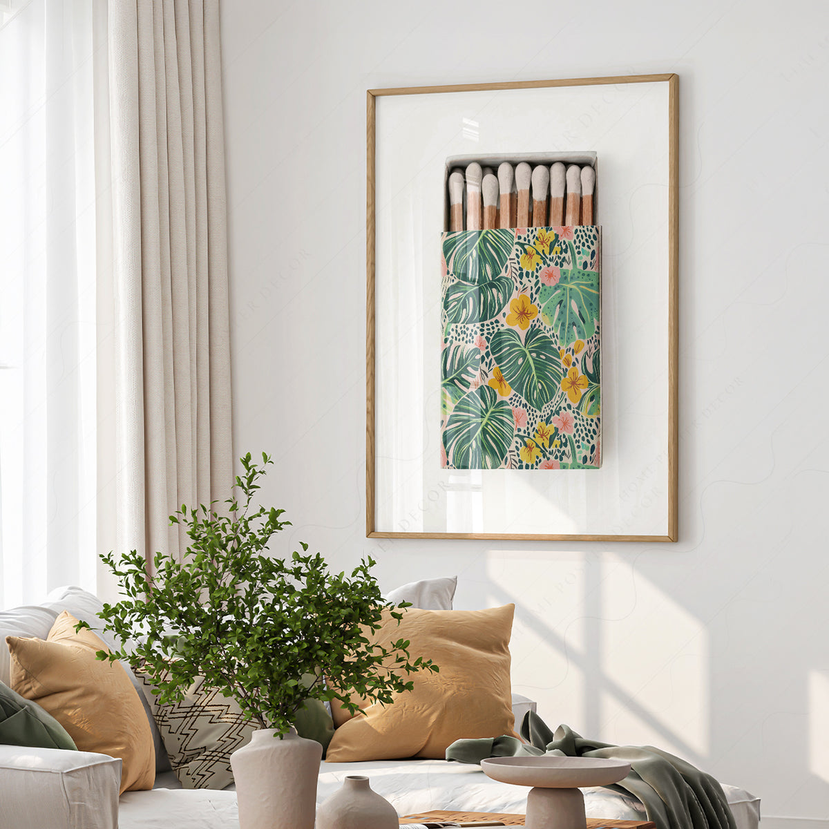 Tropical Floral Matchbox on Cream Art Print — artwork preview 6