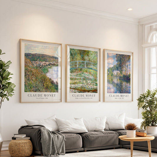 Claude Monet Set of 3 Prints – Landscape Wall Art Collection — artwork preview 1