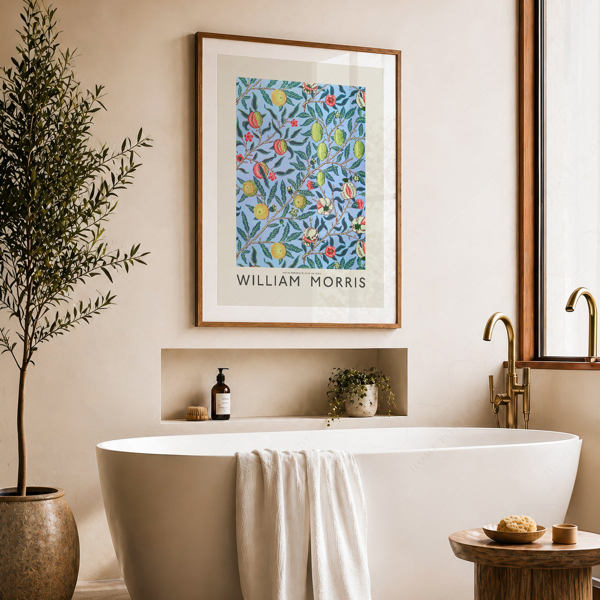 William Morris Blue Lemon Pattern Art Print — artwork preview 22