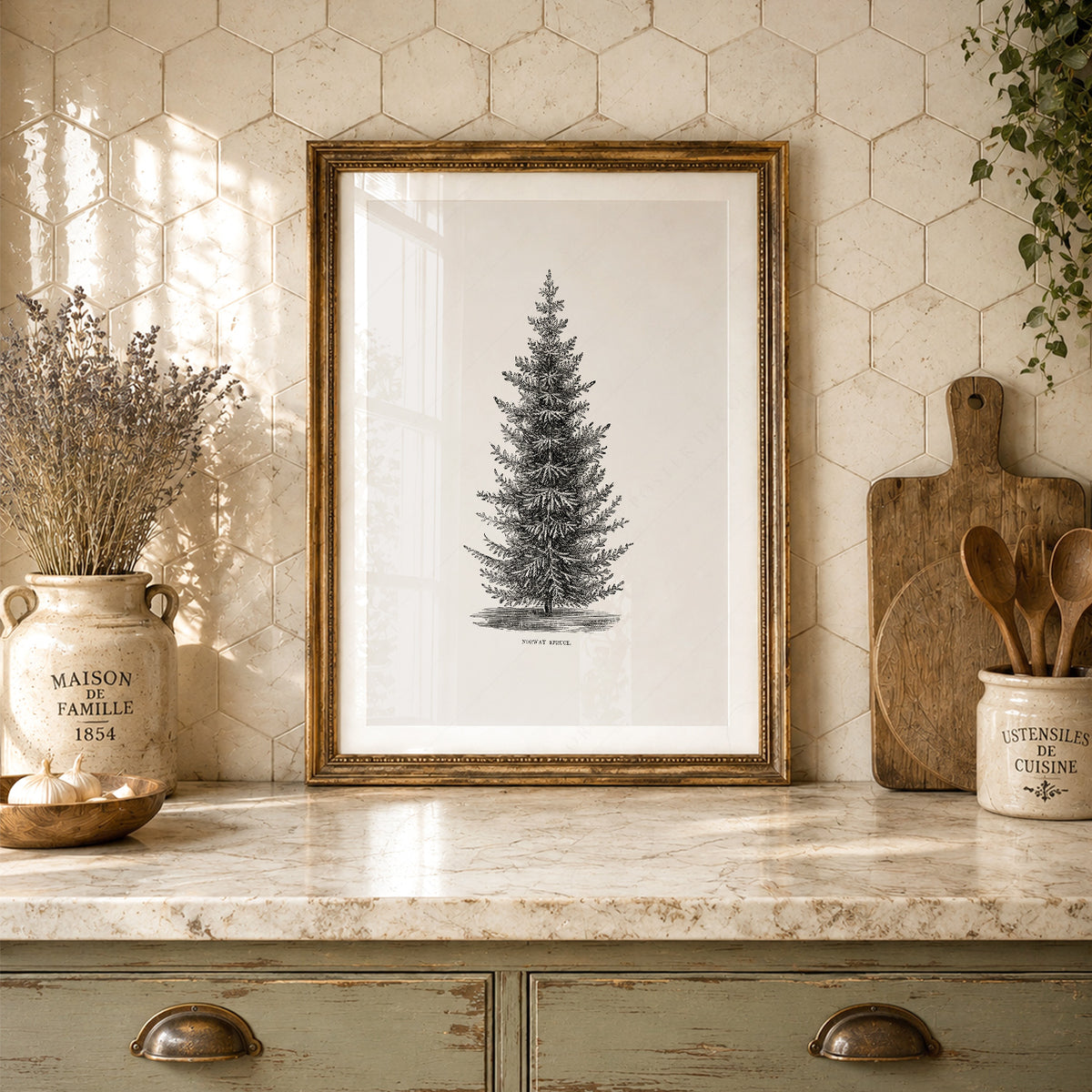 Norway Spruce Tree Botanical Print – Vintage Forest Wall Art Poster – 18-01 — artwork preview 24