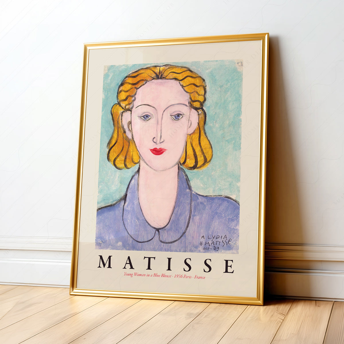 Henri Matisse Young Woman in a Blue Blouse Art Print – Modern Portrait Poster — artwork preview 1