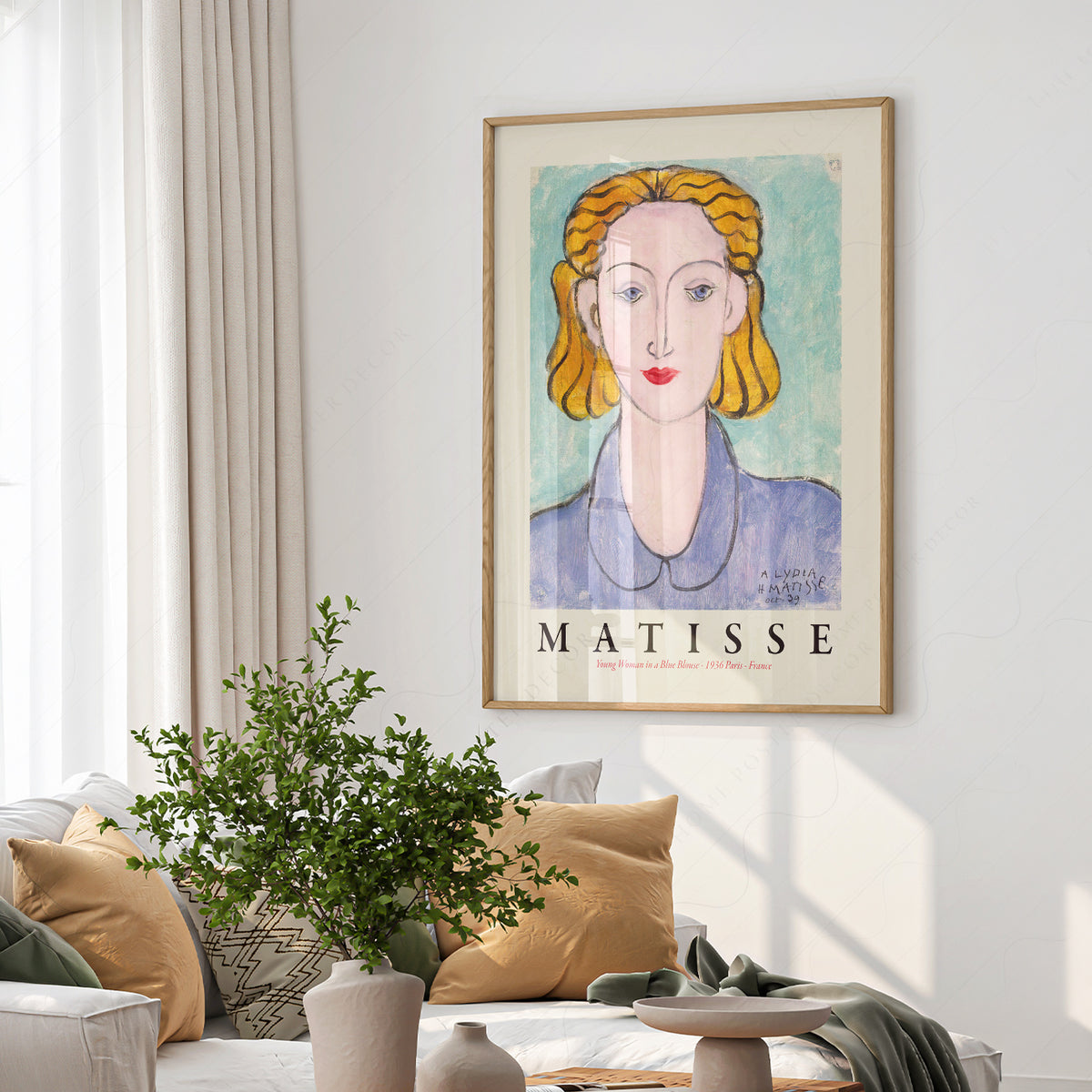 Henri Matisse Young Woman in a Blue Blouse Art Print – Modern Portrait Poster — artwork preview 6
