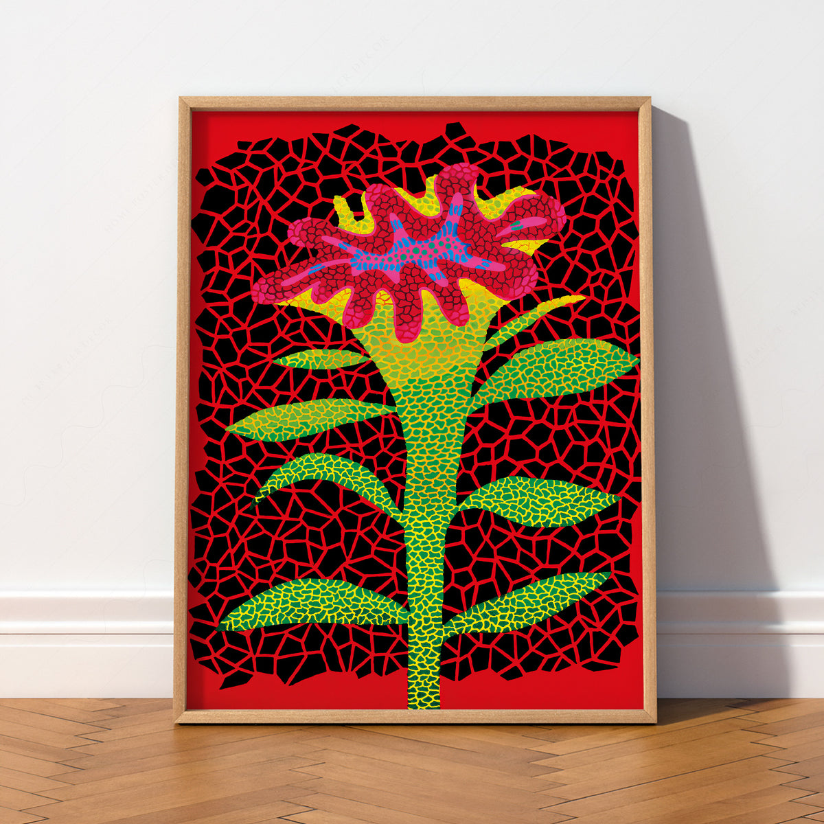 Yayoi Kusama Red Flower Art Print — artwork preview 2