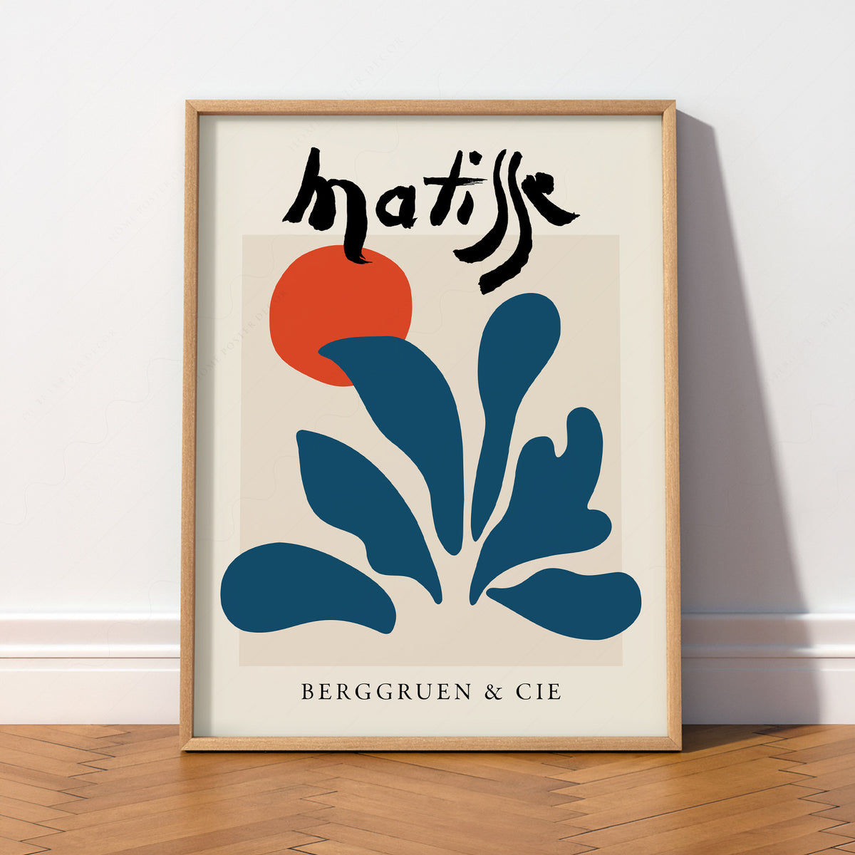 Henri Matisse Teal Leaf and Red Circle Art Print — artwork preview 2