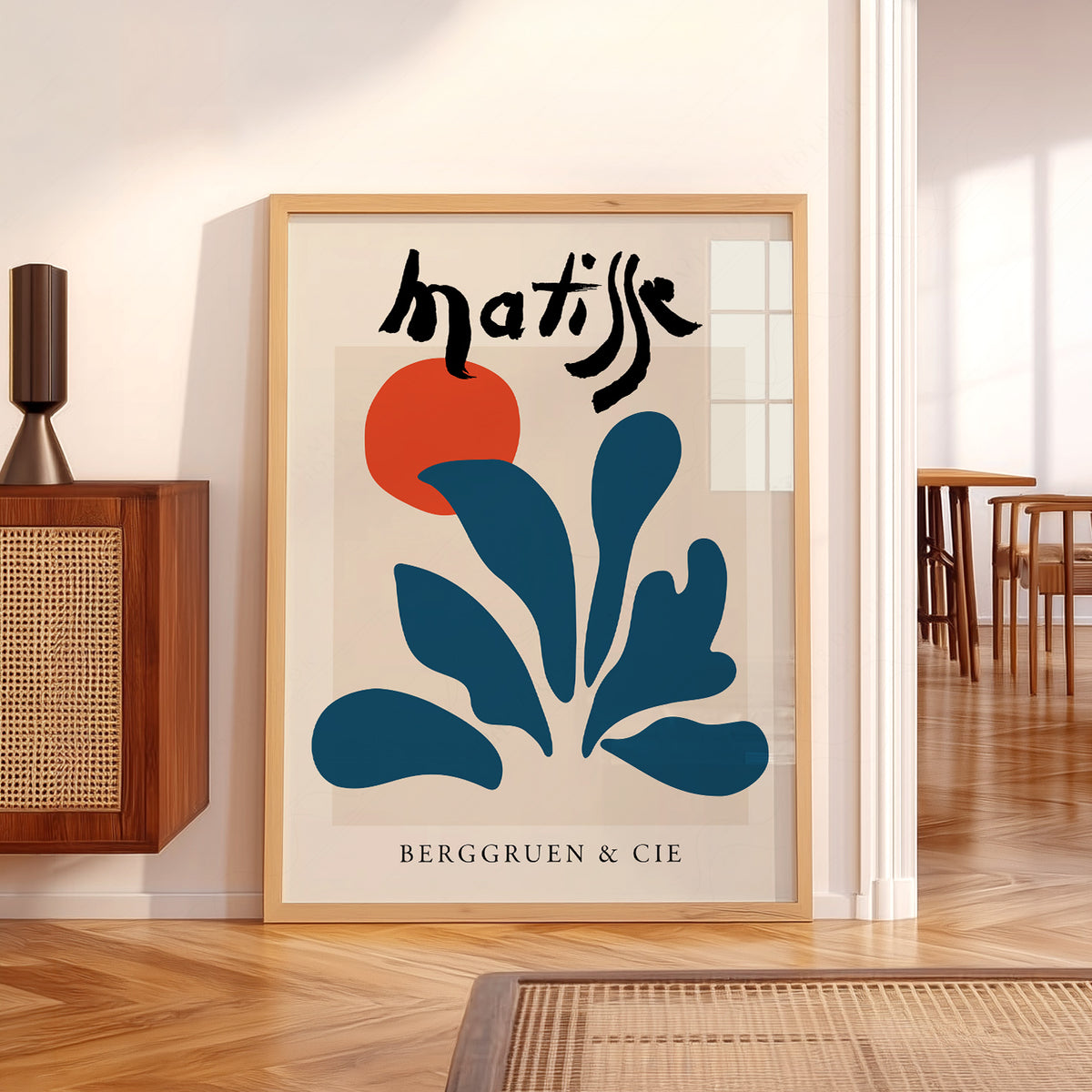 Henri Matisse Teal Leaf and Red Circle Art Print — artwork preview 5