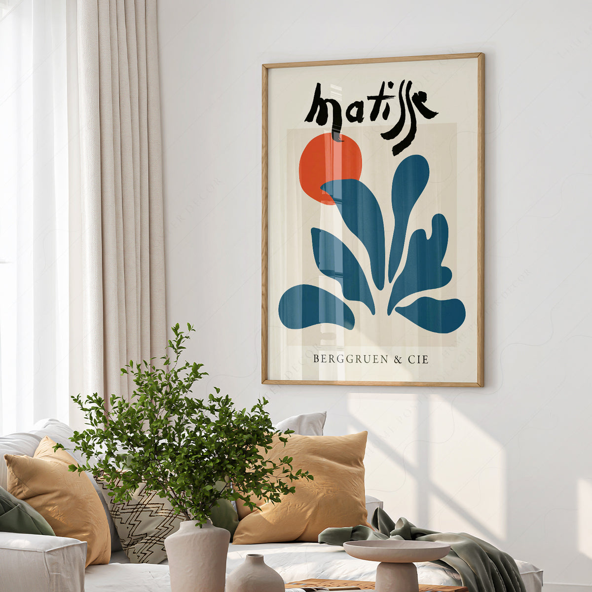 Henri Matisse Teal Leaf and Red Circle Art Print — artwork preview 6