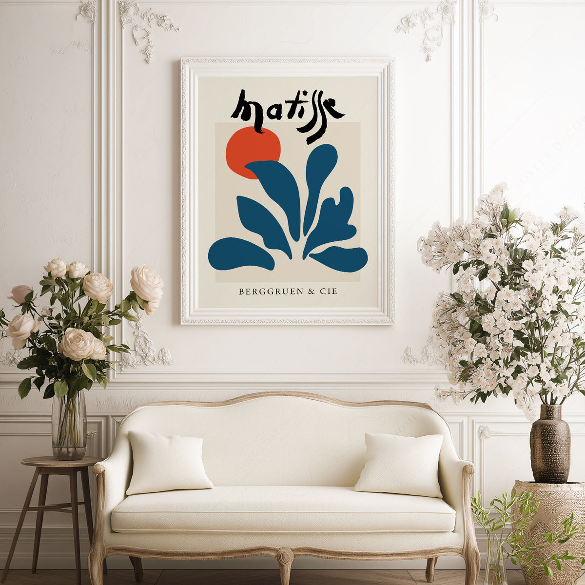 Henri Matisse Teal Leaf and Red Circle Art Print — artwork preview 17