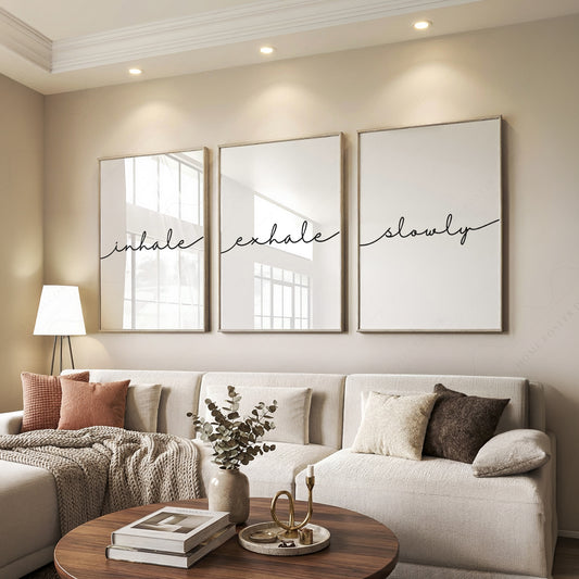 Inhale Exhale Slowly Print Set of 3 – Minimalist Zen Wall Art Posters – 43 — artwork preview 7