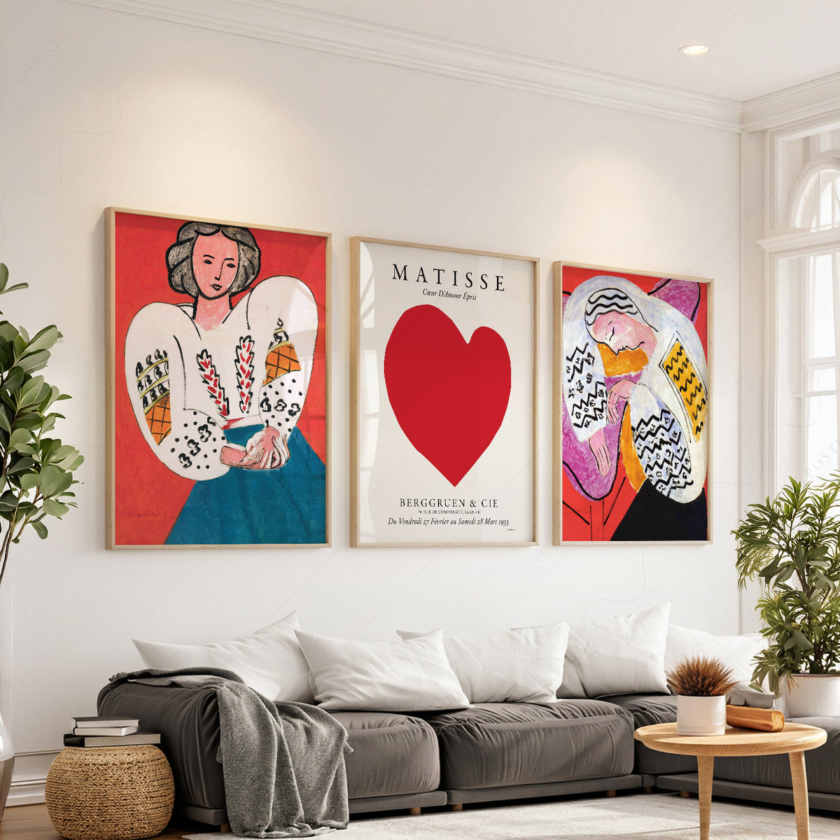 Henri Matisse Red Heart Gallery Wall Art Prints, Set of 3 – 01-20 — artwork preview 1